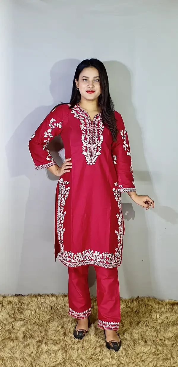 Embroidered Cotton Two-Piece Set