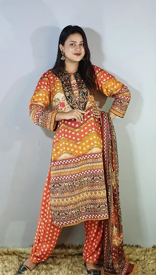 Three Piece Dress Premium Moslin Cotton Printed Design for All Day Comfort